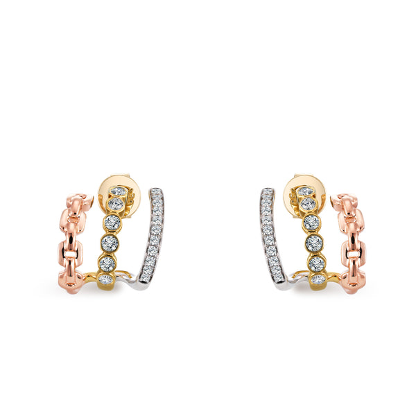 Chain Collection -3 rows Earrings