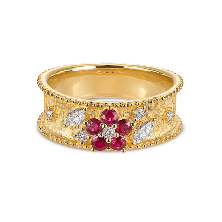 Verde Jewellery Vintage Collection - Ruby Flower Ring