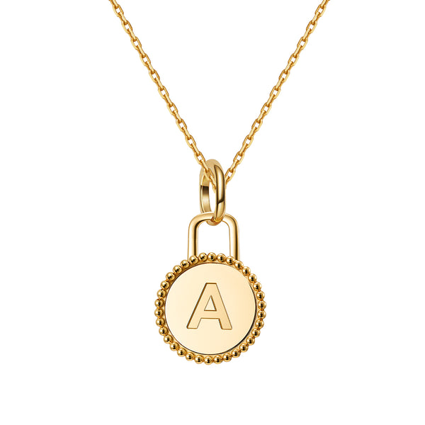Gold Disc Alphabet Pendant (Without Chain)